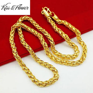 Vintage Solid 24KT Chain Necklace for Men - Fine Jewelry Gift