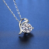1ct Snowflake Dolphin Necklace D Diamond Pendant 100% S925 Silver