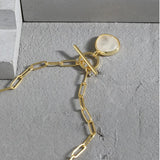 925 Silver Paperclip Chain Clear Quartz Pendant Necklace