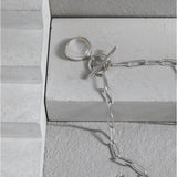 925 Silver Paperclip Chain Clear Quartz Pendant Necklace