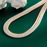 925 Silver Flash Tube Choker Necklace with Zircon Lace