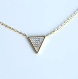 925 Sterling Silver Sparking Bar Triangle Pendant Triple Layer Necklace
