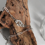 925 Silver Handcuffs Pendant Necklace for Women Zircon Punk Rock Necklace