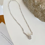 925 Silver Handcuffs Pendant Necklace for Women Zircon Punk Rock Necklace