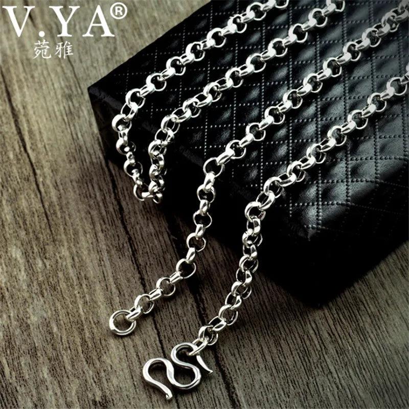 925 Silver Long Chain Necklace Thai Silver Link Chain