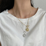 925 Silver Coin Figure Pendant Necklace for Women Sweater Chain Jewelry