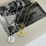 925 Silver Coin Figure Pendant Necklace for Women Sweater Chain Jewelry