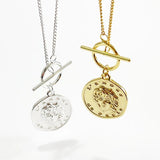 925 Silver Coin Figure Pendant Necklace for Women Sweater Chain Jewelry