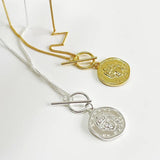 925 Silver Coin Figure Pendant Necklace for Women Sweater Chain Jewelry