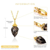925 Silver Necklace Women Natural Smoky Quartz Diamond Wedding Jewelry