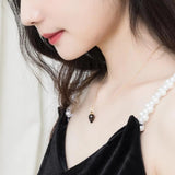 925 Silver Necklace Women Natural Smoky Quartz Diamond Wedding Jewelry