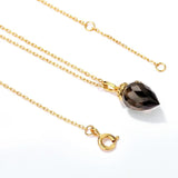 925 Silver Necklace Women Natural Smoky Quartz Diamond Wedding Jewelry
