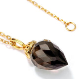 925 Silver Necklace Women Natural Smoky Quartz Diamond Wedding Jewelry