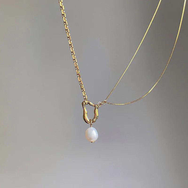 925 Silver Chain Pearl Pendant Necklace for Women