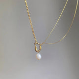 925 Silver Chain Pearl Pendant Necklace for Women