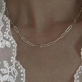 925 Silver Square Wide Chain Choker Necklace Women's Minimalist Jewelry