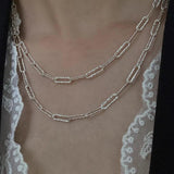 925 Silver Square Wide Chain Choker Necklace Women's Minimalist Jewelry