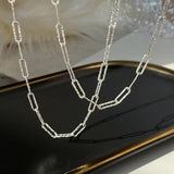 925 Silver Square Wide Chain Choker Necklace Women's Minimalist Jewelry