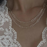 925 Silver Square Wide Chain Choker Necklace Women's Minimalist Jewelry