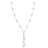 925 Silver Chain Freshwater Pearl Double Strip Necklace 7-8mm Pearl