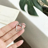 925 Silver Openwork Heart Necklace Irregular Chain Minimalist Jewelry