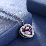 925 Silver Crystal Necklaces Double Heart Pendant Austrian Rhinestone Jewelry
