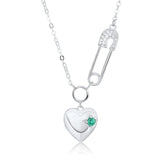 Emerald Heart Necklace 925 Silver Pendant Chain Gift