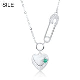 Emerald Heart Necklace 925 Silver Pendant Chain Gift