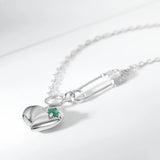 Emerald Heart Necklace 925 Silver Pendant Chain Gift