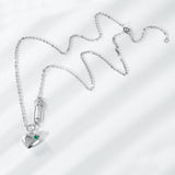 Emerald Heart Necklace 925 Silver Pendant Chain Gift
