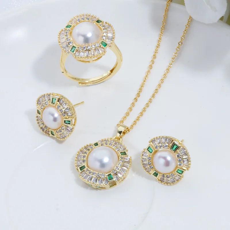 7-7.5mm 9-9.5mm Round Freshwater Pearl Necklace Set