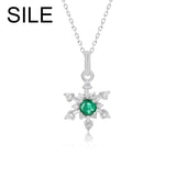 925 Silver Snowflake Pendant with Emerald Necklace