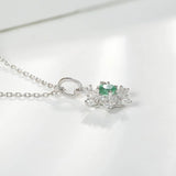 925 Silver Snowflake Pendant with Emerald Necklace