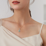 925 Silver Snowflake Pendant with Emerald Necklace