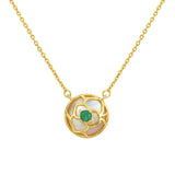 925 Silver Emerald Pendant Necklace for Women 18k Plated