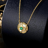 925 Silver Emerald Pendant Necklace for Women 18k Plated