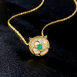 925 Silver Emerald Pendant Necklace for Women 18k Plated