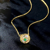 925 Silver Emerald Pendant Necklace for Women 18k Plated