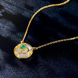 925 Silver Emerald Pendant Necklace for Women 18k Plated