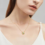 925 Silver Emerald Pendant Necklace for Women 18k Plated