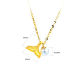 24K Gold Necklace with Pearl Pendant & 18K Chain