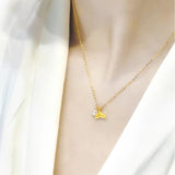 24K Gold Necklace with Pearl Pendant & 18K Chain