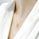 24K Gold Necklace with Pearl Pendant & 18K Chain