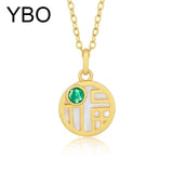 Emerald Pendant 925 Sterling Silver Fine Jewelry 18K Plated Round Necklace