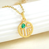Emerald Pendant 925 Sterling Silver Fine Jewelry 18K Plated Round Necklace