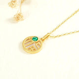 Emerald Pendant 925 Sterling Silver Fine Jewelry 18K Plated Round Necklace