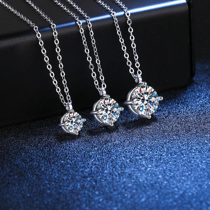 1CT 2CT 3Ct Moissanite Necklace S925 Sterling Silver Wedding Jewelry