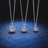 1CT 2CT 3Ct Moissanite Necklace S925 Sterling Silver Wedding Jewelry