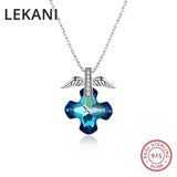 Vintage Retro Cross Wing Pendant Necklace with Crystals from Austria