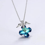 Vintage Retro Cross Wing Pendant Necklace with Crystals from Austria